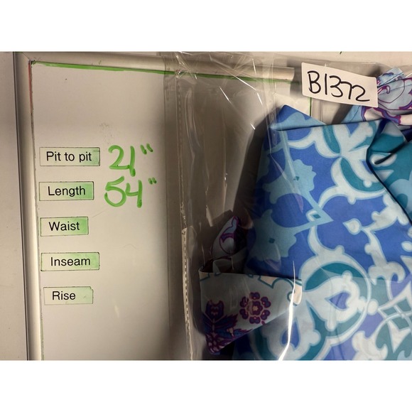 Natori Caftan Dress Women Sz L Artsy Floral Blue Satin Maxi‎ V-Neck Lounge - Picture 5 of 5